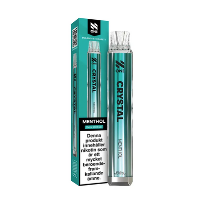 Engångsvape N One Crystal Menthol bredvid originalförpackning