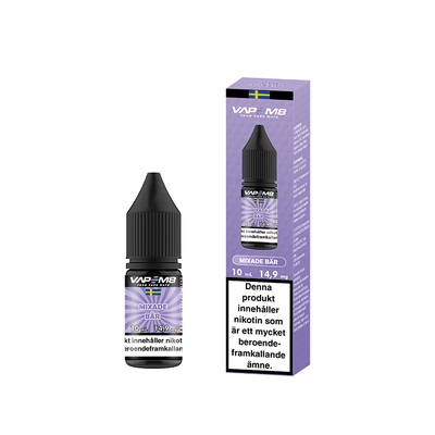 VapeM8 Salt Mixade Bär 10ml Nic Salt flaska bredvid originalförpackning