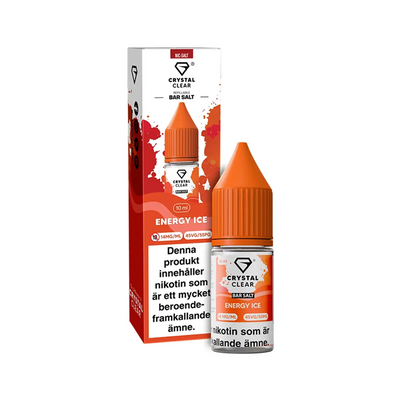 Crystal Clear Energy Ice flaska bredvid originalförpackning