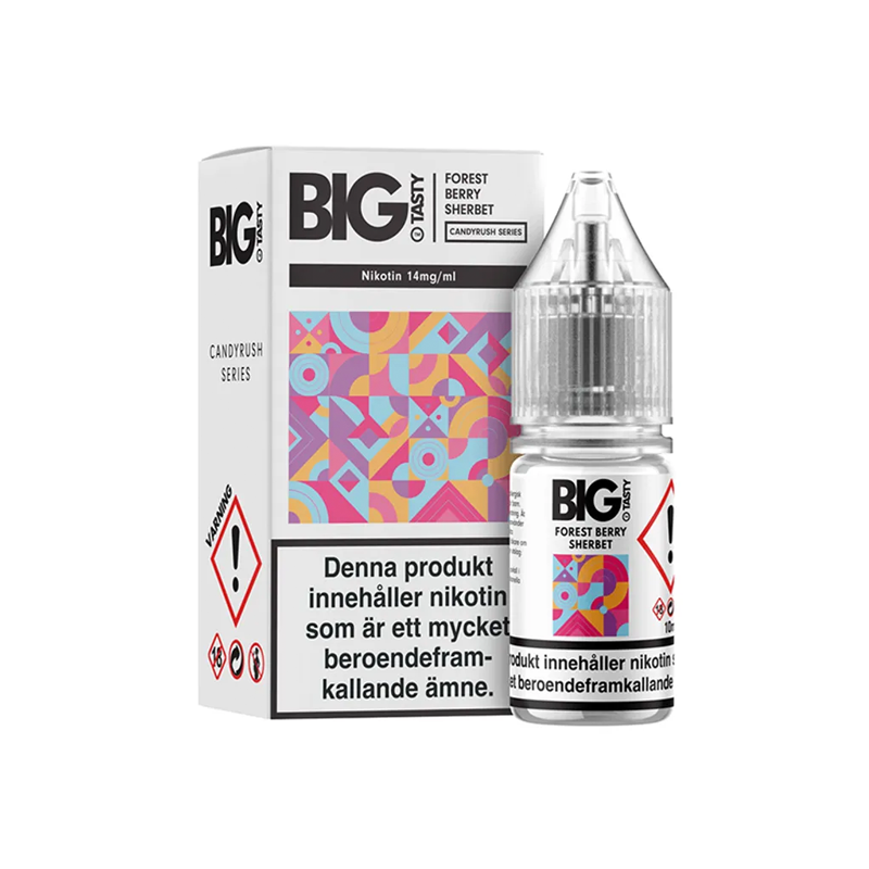 Big Tasty Salt Forest Berry Sherbet Flaska bredvid originalförpackning