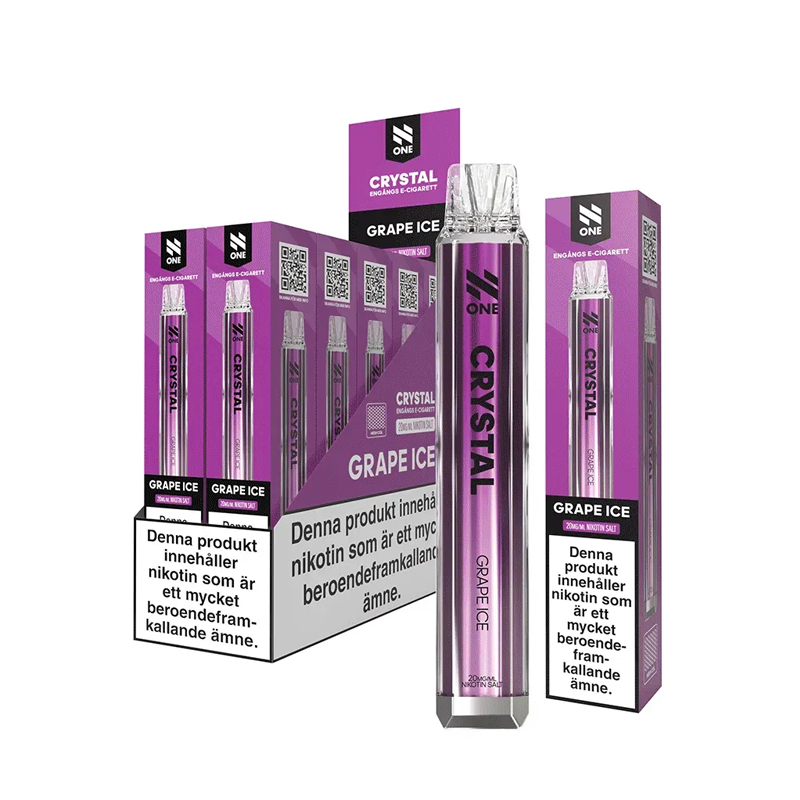 N One Crystal Mesh Engångs Vape Grape Ice 10-Pack bakom originalprodukt