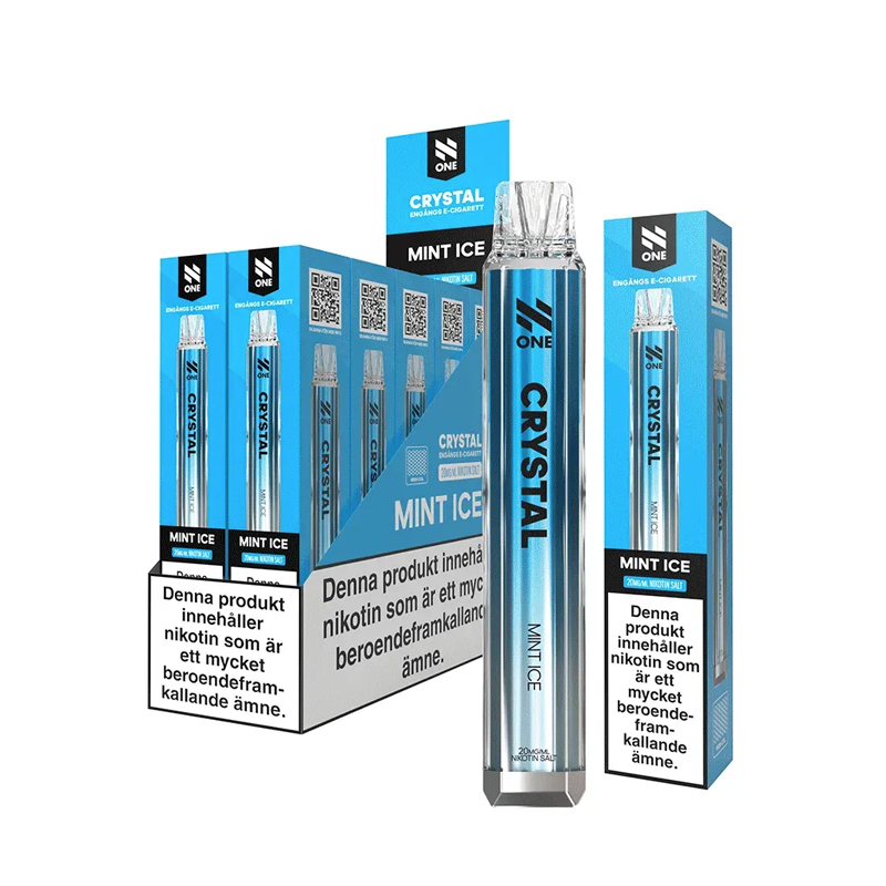 N One Crystal Mesh Mint Ice engångsvape 10-pack, förfyllda vapes med nikotin och 2 ml e-vätska.