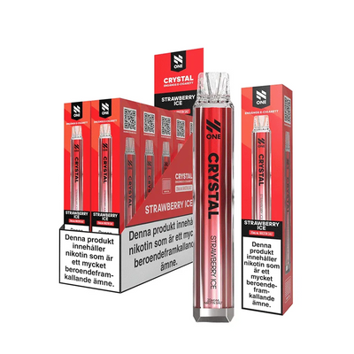 N One Crystal Mesh Strawberry Ice engångsvape 10-pack, förfyllda vapes med nikotin och 2 ml e-vätska.