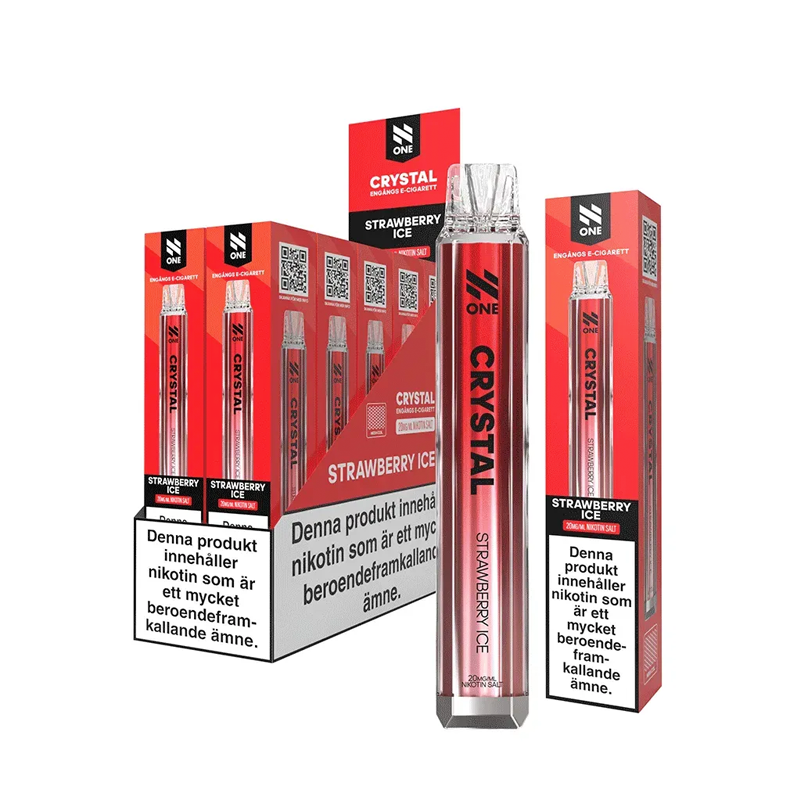 N One Crystal Mesh Strawberry Ice engångsvape 10-pack, förfyllda vapes med nikotin och 2 ml e-vätska.