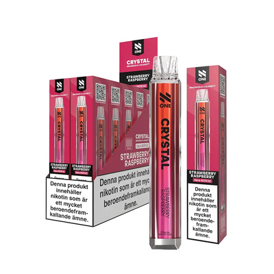 N One Crystal Mesh Strawberry Raspberry engångsvape 10-pack, förfyllda vapes med nikotin och 2 ml e-vätska.