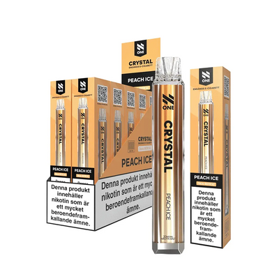 N One Crystal Mesh Peach Ice engångsvape 10-pack, förfyllda vapes med nikotin och 2 ml e-vätska.