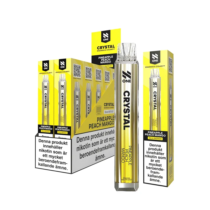 N One Crystal Mesh Pineapple Peach Mango engångsvape 10-pack, förfyllda vapes med nikotin och 2 ml e-vätska.