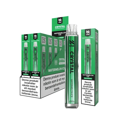 N One Crystal Mesh Engångs Vape Watermelon Ice 10-Pack bredvid originalprodukt