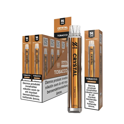 N One Crystal Mesh Tobacco engångsvape 10-pack, förfyllda vapes med nikotin och 2 ml e-vätska.