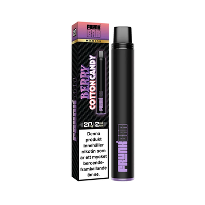 Engångsvape Frunk Bar Berry Cotton Candy bredvid originalförpackning