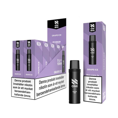 N One Mesh Pod V2 Grape Ice 10-pack förfyllda vape pods, 2 ml e-vätska och 20 mg nikotin, kompatibla med N One Mesh Pod Kit V2.