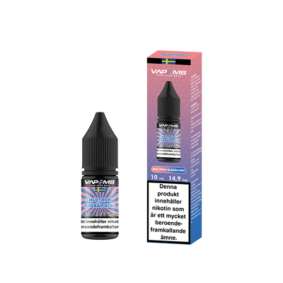 VapeM8 Salt Smultron Blåbär Kiwi 10ml Nic Salt flaska bredvid originalförpackning
