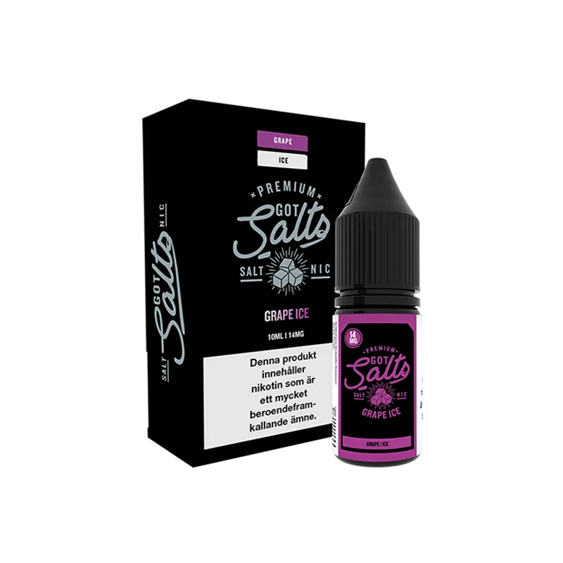 Got Salts Grape Ice flaska bredvid originalförpackning