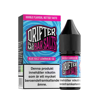 Drifter Bar Salts Blue Razz Lemonade Ice 10ml, Nic Salt flaska bredvid originalförpackning