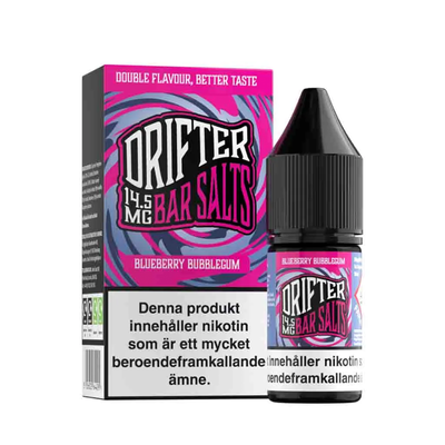 Drifter Bar Salts Blueberry Bubblegum 10ml, Nic Salt flaska bredvid originalförpackning
