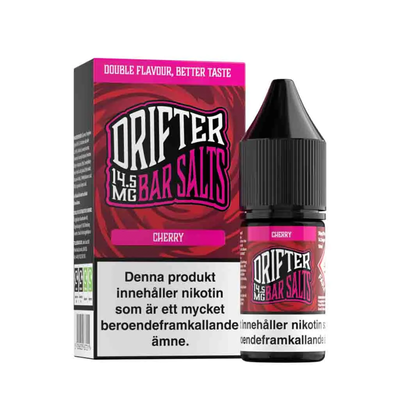 Drifter Bar Salts Cherry 10ml, Nic Salt flaska bredvid originalförpackning