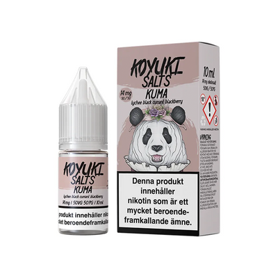 Koyuki Salts Kuma originalflaska bredvid originalförpackning mot vit bakgrund