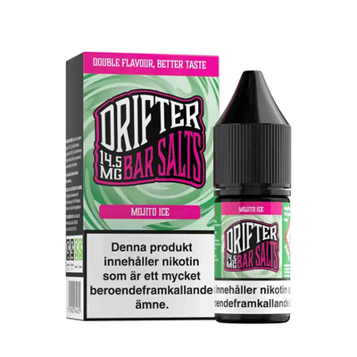 Drifter Bar Salts Mojito Ice 10ml, Nic Salt flaska bredvid originalförpackning