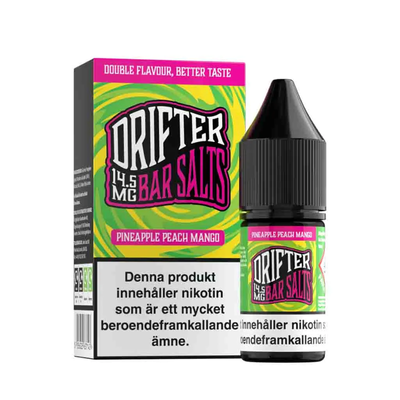 Drifter Bar Salts Pineapple Peach Mango 10ml, Nic Salt flaska bredvid originalflaska
