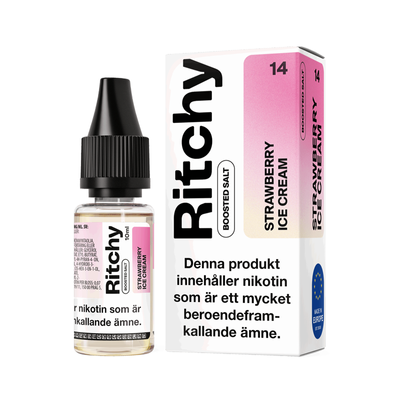 Ritchy Salt Strawberry Ice Cream 10ml Nic Salt flaska bredvid originalförpackning