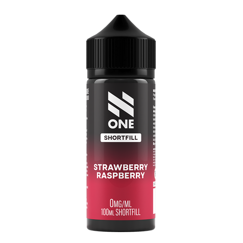 N One Strawberry Raspberry Original Shortfill flaska mot vit bakgrund