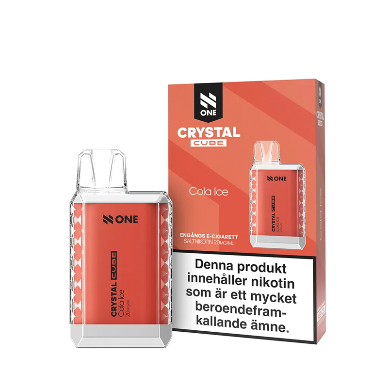 N One Crystal Cube Mesh Engångs Vape Cola Ice Enhet bredvid originalförpackning