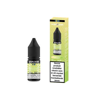 VapeM8 Salt Passionsfrukt Kiwi Guava 10ml Nic Salt flaska bredvid originalförpackning