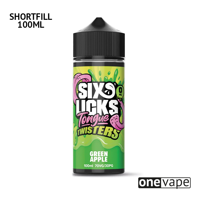 Six Licks Tongue Twisters - Green Apple (100ml Shortfill)