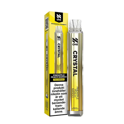 N One Crystal Mesh Engångs Vape Pineapple Peach Mango bredvid originalförpackning
