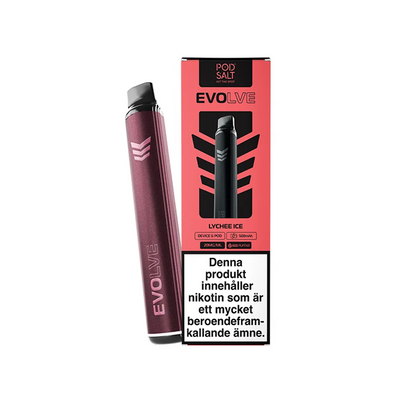 Evolve Mesh Pod Kit Red Lychee Ice med batteri och förpackning