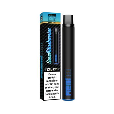 Engångsvape Frunk Bar Sour Blueberries bredvid originalförpackning