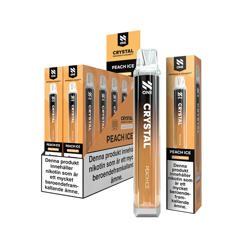 N One Crystal Mesh Peach Ice engångsvape 10-pack, förfyllda vapes med nikotin och 2 ml e-vätska.