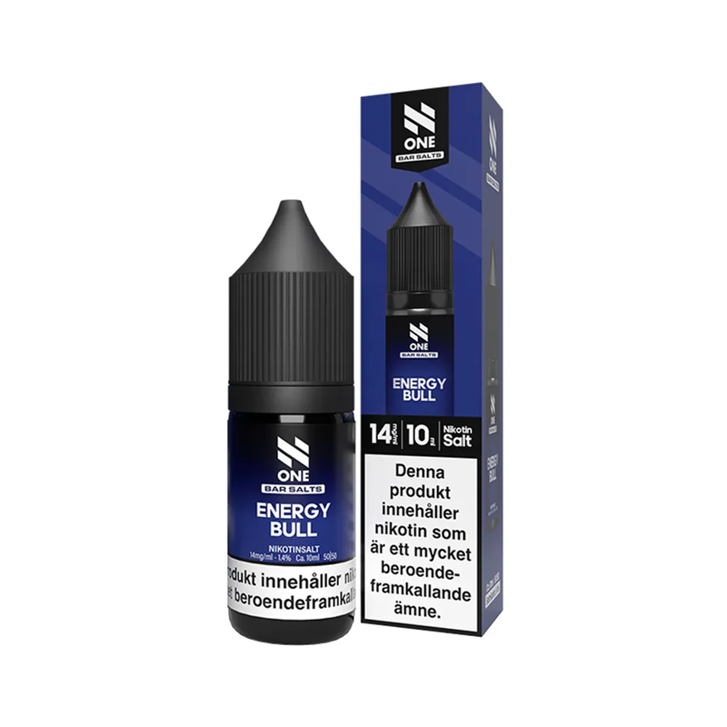 E-juice N One Bar Salts Energy Bull 14 mg 10 ml med flaska och kartong