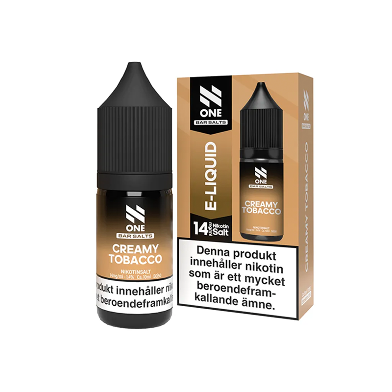E-juice N One Bar Salts Creamy Tobacco 14 mg 10 ml med flaska och kartong