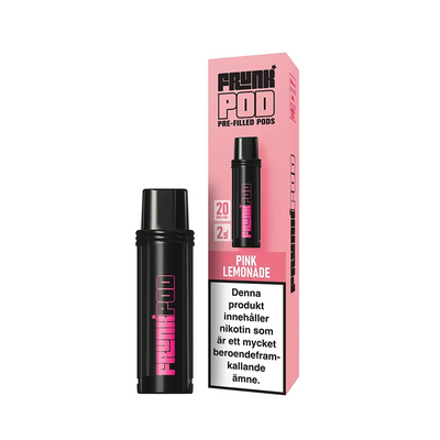 Frunk Pod Pink Lemonade med svart pod och rosa produktförpackning