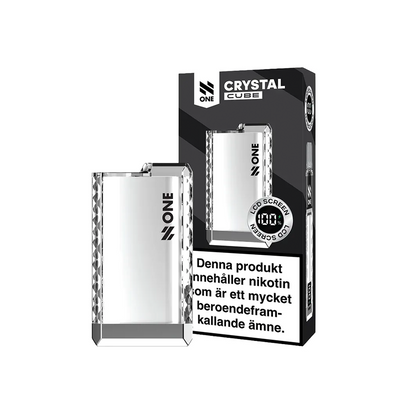Vitt N One Crystal PRO Cube-batteri med produktförpackning