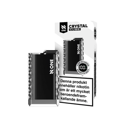 Svart N One Crystal PRO Cube-batteri med produktförpackning