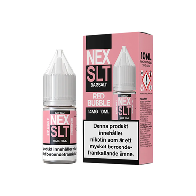 NEX SLT Red Bubble originalflaska till vänster om originalförpackning mot vit bakgrund