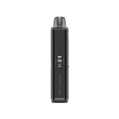 Vaporesso VIBE i svart utförande – e-cigarett med OLED-skärm, kompakt design och Dual Mesh-pod