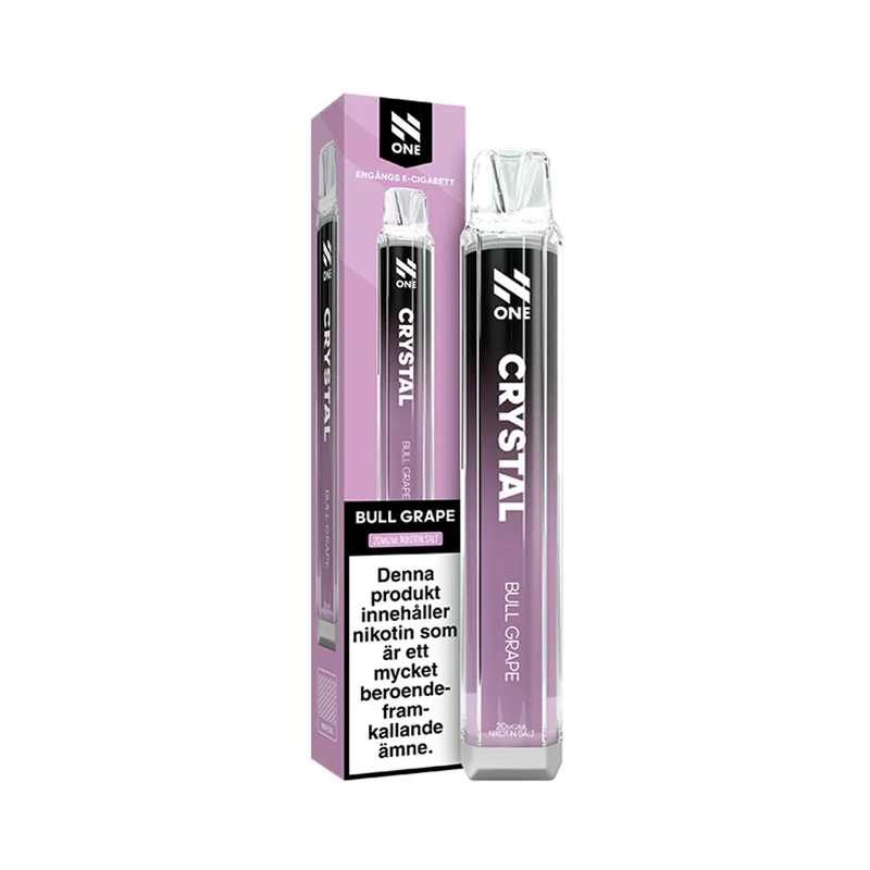 Engångsvape N One Crystal Bull Grape bredvid originalförpackning
