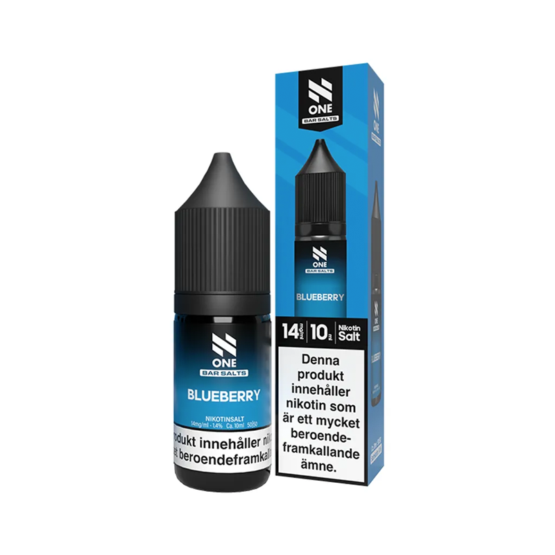 E-juice N One Bar Salts Blueberry 14 mg 10 ml med flaska och kartong