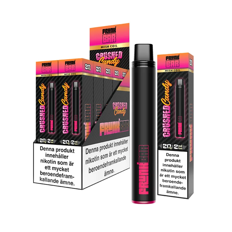 Frunk Bar Mesh Crushed Candy engångsvape 10-pack, förfyllda vapes med nikotin och 2 ml e-vätska.