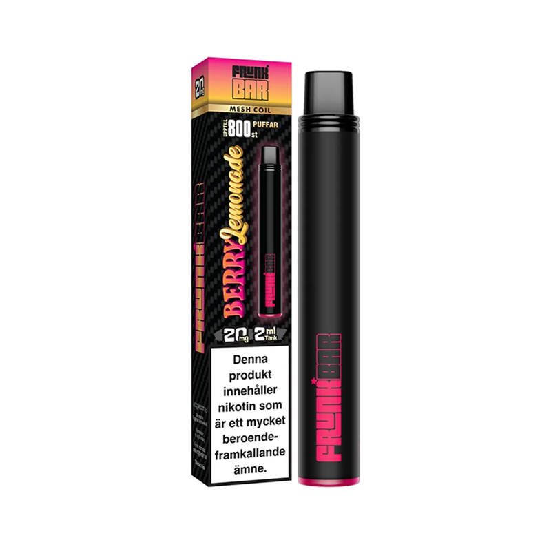 Engångsvape Frunk Bar Berry Lemonade bredvid originalförpackning