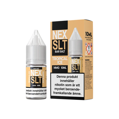 NEX SLT Tropical Ice originalflaska till vänster om originalförpackning mot vit bakgrund