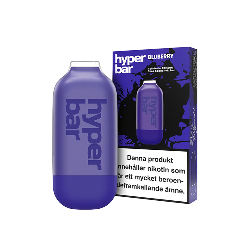 Hyper Bar Mesh Engångs Vape Bluberry bredvid originalförpackning