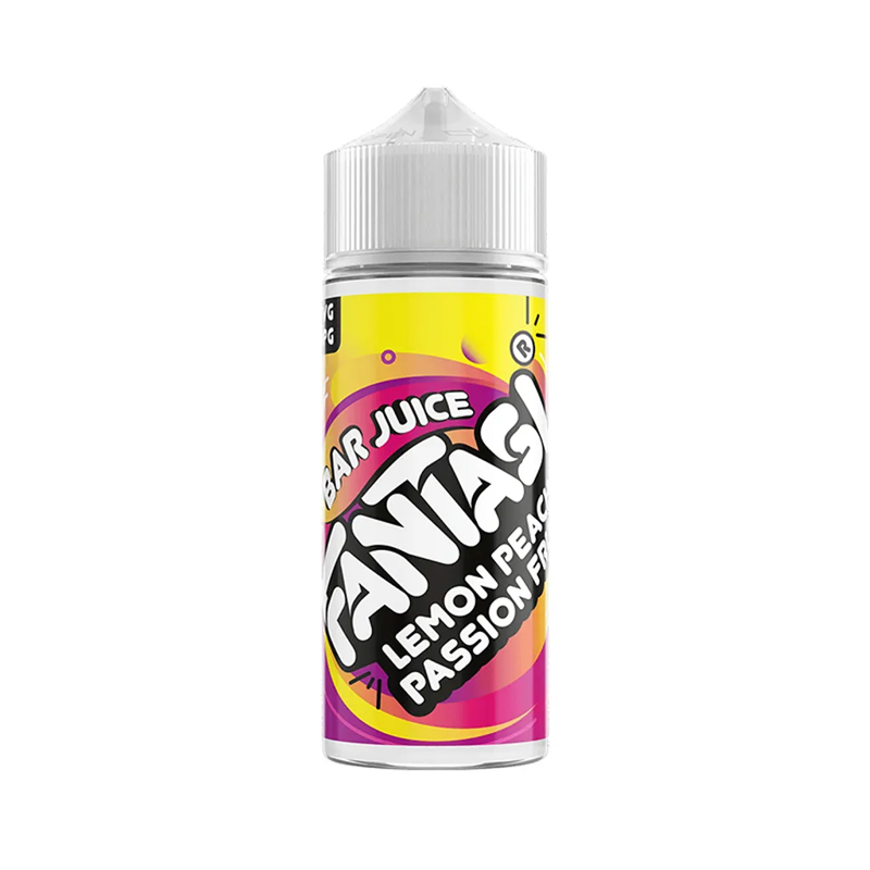 fantasi Lemon Peach Passion Fruit originalflaska mot vit bakgrund