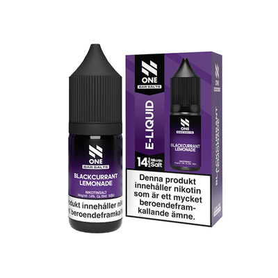 E-juice N One Bar Salts Blackcurrant Lemonade 14 mg 10 ml med flaska och kartong
