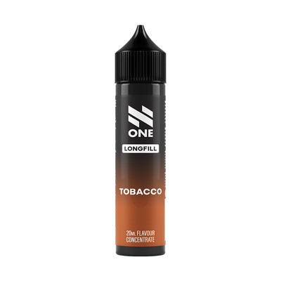 Svart och brun flaska. På flaskan står det N One longfill tobacco 20ml flavour concentrate