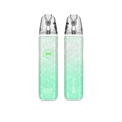 Oxva Xlim GO 2 i färgen Green Ripple – kompakt e-cigarett med transparent pod, automatisk inhalering och stilren ljusgrön design