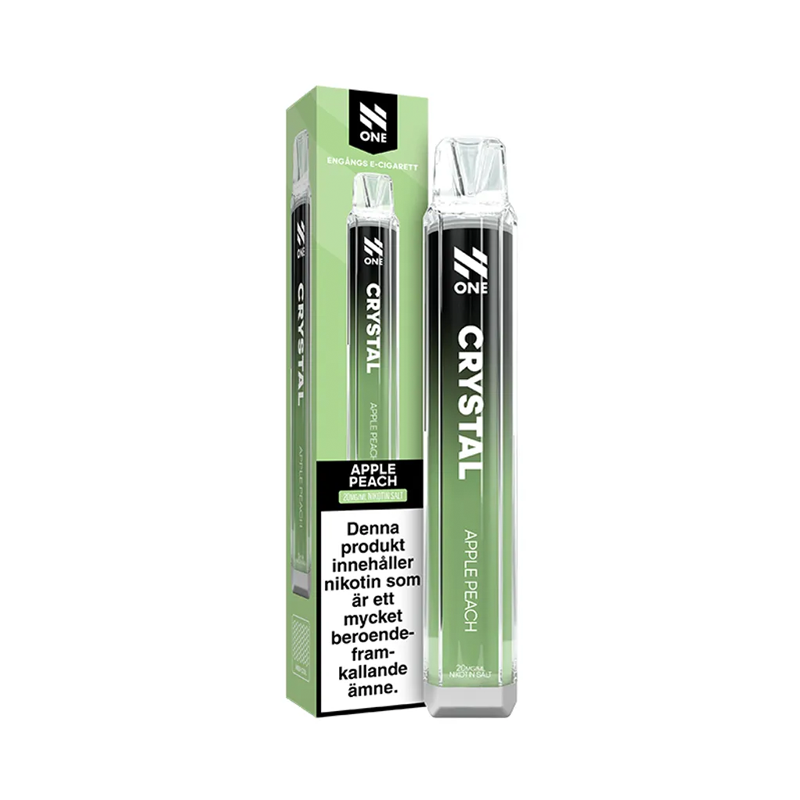 Engångsvape N One Crystal Apple Peach bredvid originalförpackning